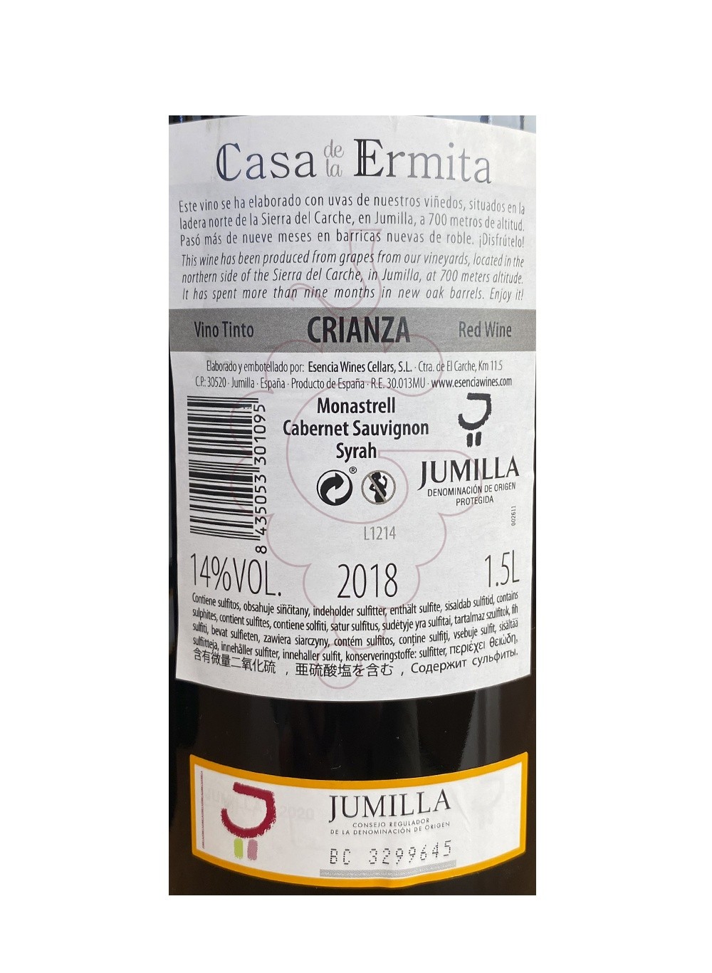 Foto Casa de la Ermita Crianza Magnum vi negre